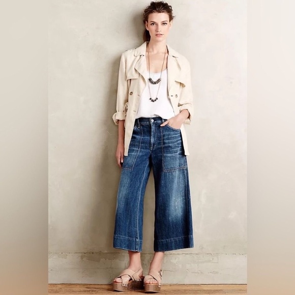NWT Anthropologie Citizens of Humanity (C of H) Poise Wide-Leg Crop Jeans - Picture 1 of 12